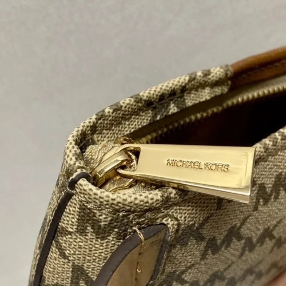 Michael Kors Belt Bag Fanny Pack Signature MK Brown Tan Crossbody Purse L/XL EUC